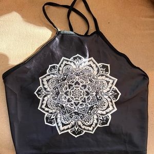 Black crop mandala top